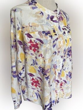 Watercolor floral button down top